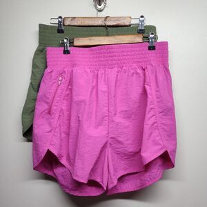 Zenana Athletic Shorts Bundle Women Size XL Green Pink Activewear Workout GYM